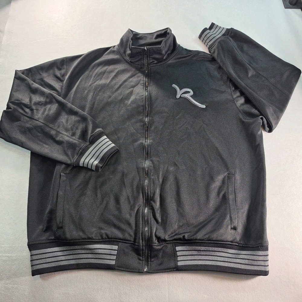 Rocawear Mens Track Jacket Black Full Zip Embroidered Logo 3XL Streetwear